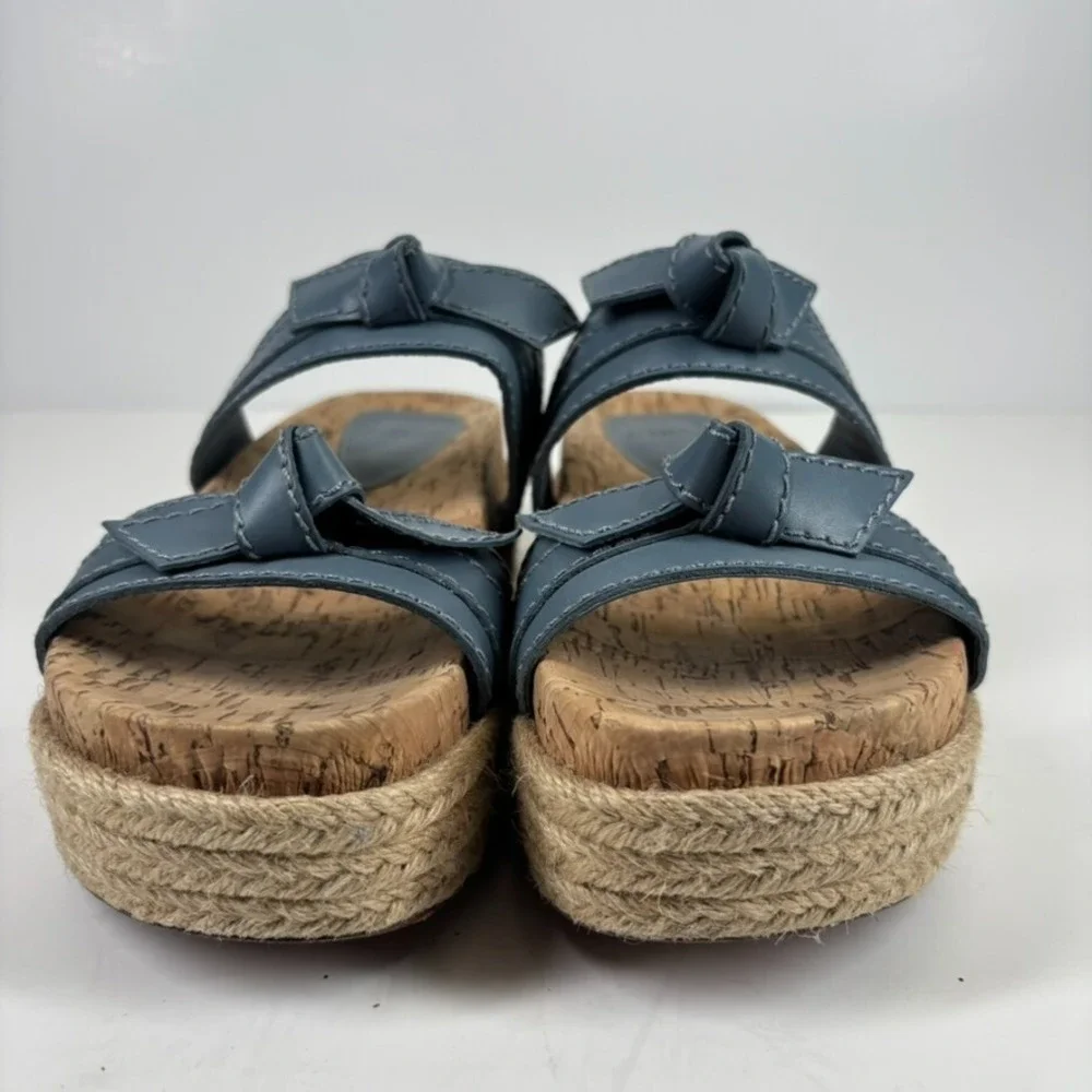 Alexandre Birman Clarita Women's 8.5 Blue Double-Knot Flatform Espadrille Sandal